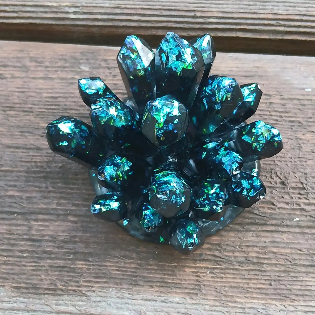 Mini Black Iridescent Resin Crystal Cluster for Home Decor