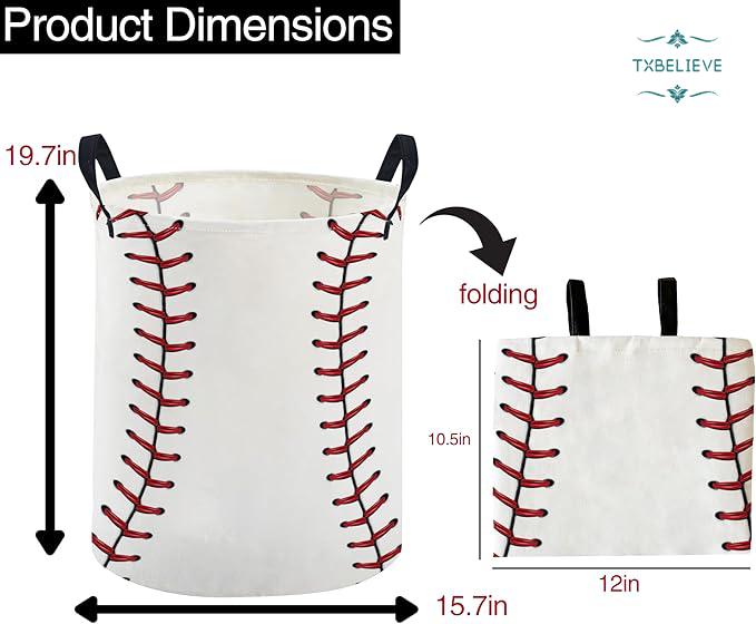 Kids Laundry Basket — Baseball/Astronaut-Themed Hamper for Dirty Clothes | Foldable, Waterproof Canvas Storage Bin for Boys | Cute Laundry Hamper & Gift Basket (Baseball Style / Astronaut Style)