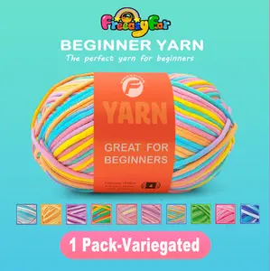 FREEASYFAR 1 Pack Beginner Crochet and Knit Yarn,Soft Cotton Blend Yarn for Crocheting and Knitting with Clear Stitches; Worsted-Weight Medium #4;120Yards/3.5Oz;(Variegated Color)