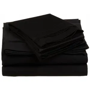 Egyptian Cotton 650 Thread Count Solid Sheet Set Olympic Queen-Black