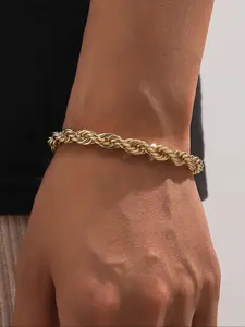 1pc Hip Hop Minimalist Twist Chain Bracelet for Women Men for Daily Decoration, for Jewelry Gift and Party, Accessories, Stainless Steel Bracelets, Twisted Chain Bracelet