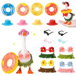20Pcs 4Set Summer Beach Bikini Outfit Set for 7 Inch Desk Goose,Cute Holiday Pool Outfit With Accessories Include Hat Swim Ring Glasses & Bikini,Perfect Party Gift&Home Decor