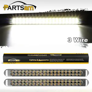 Partsam 2Pcs 17 Inch White Led Truck Trailer Light Bar 40 LED Clear Lens Dual Row, Sealed White 17" LED Waterproof Light Bar Backup Reverse Dome Interior Marker Lights for Pickup RV