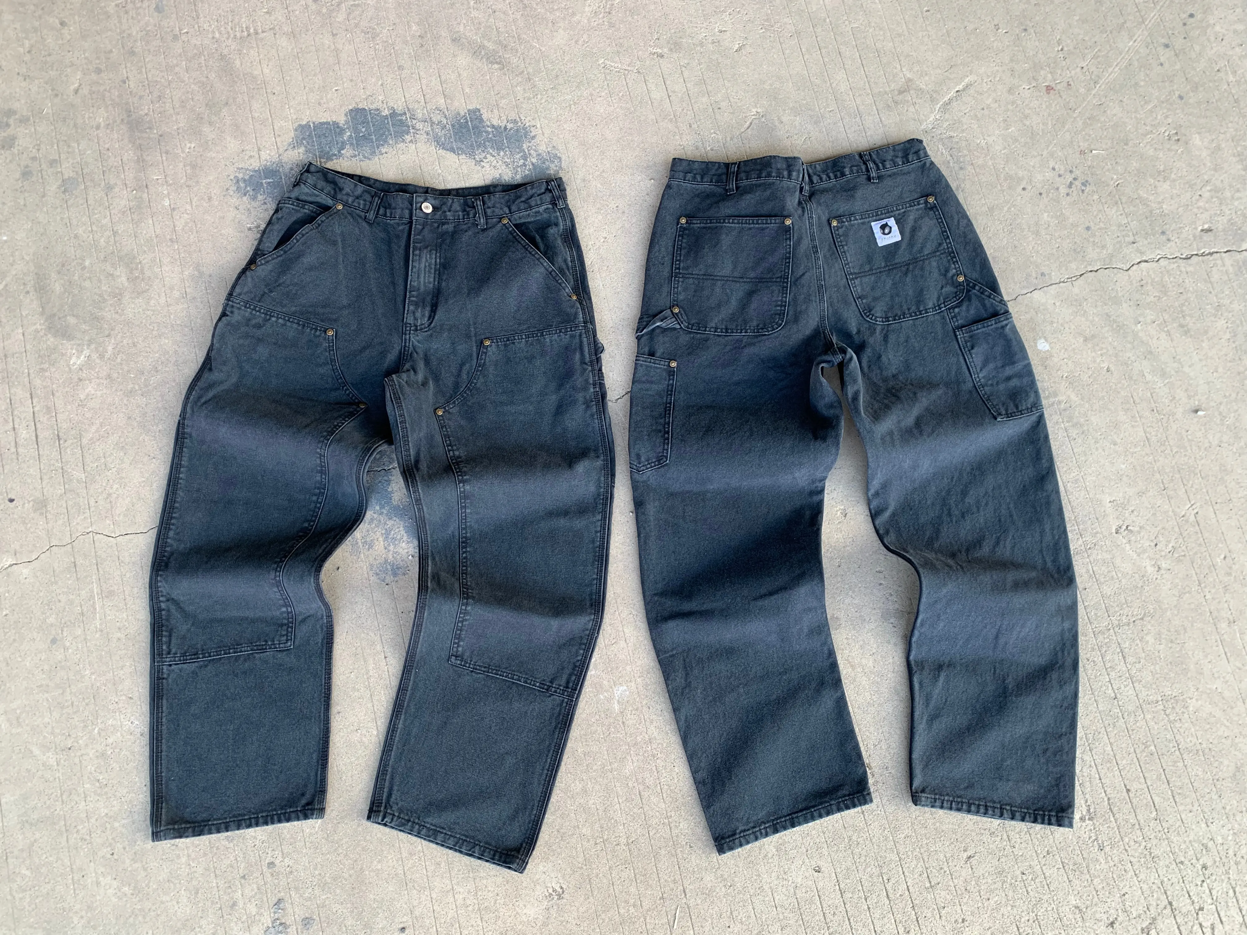 Black jeans, loose straight work pants, men's and women's street Y2K trend lumberjack pants, casual retro pants Vintage Cotton