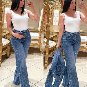 Giselle Rhinestone wide leg jeans