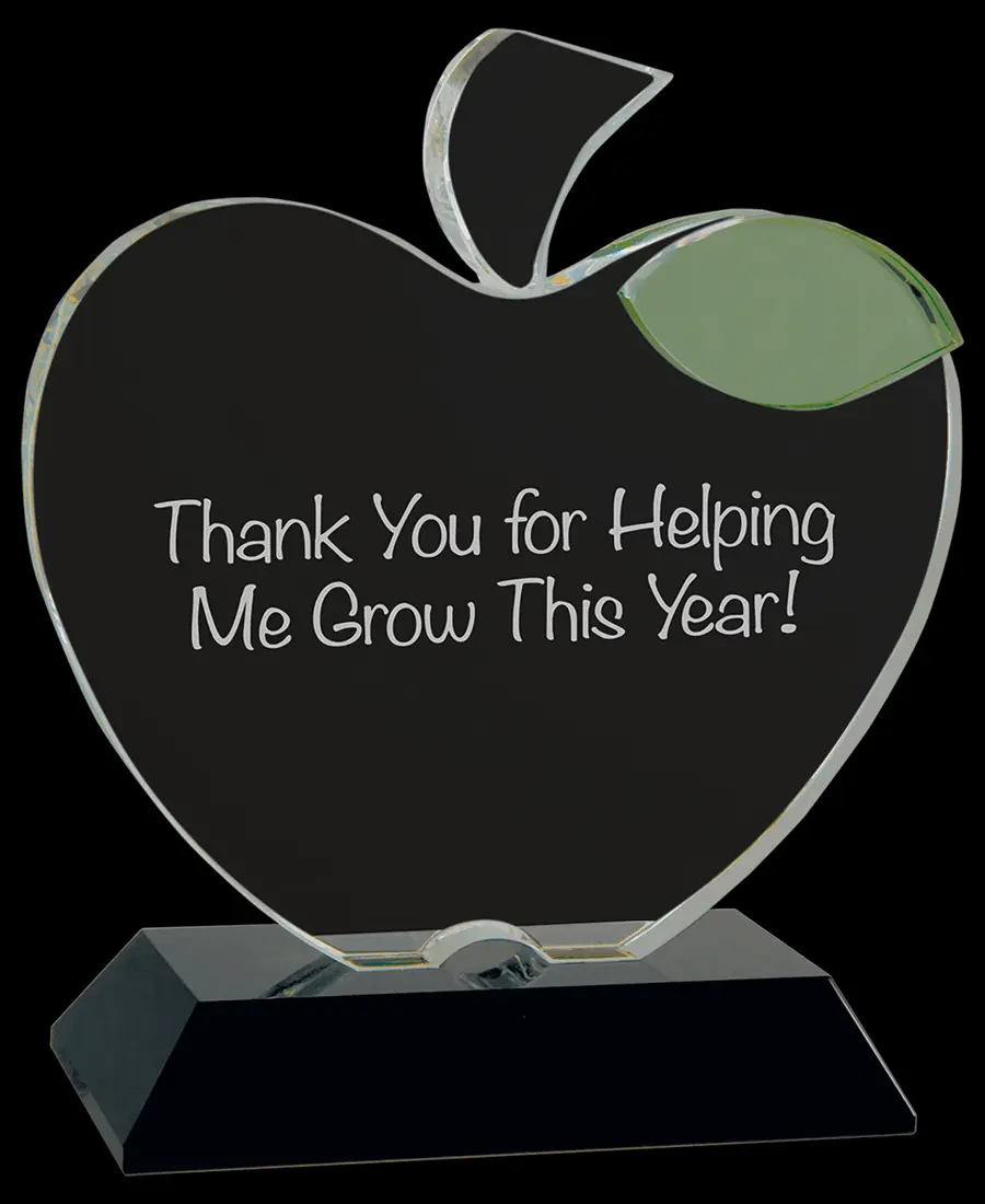 Custom 5 1/2" x 6 1/4" Flat Apple Crystal Award
