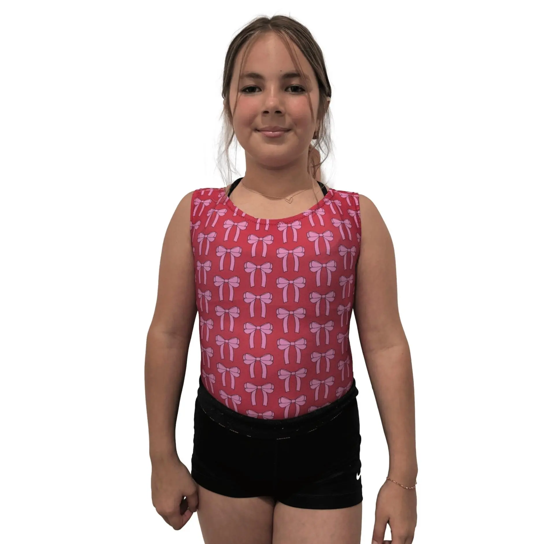 Take A Bow Leotard - Red & Pink Gymnastics & Dance Leo | Foxy's