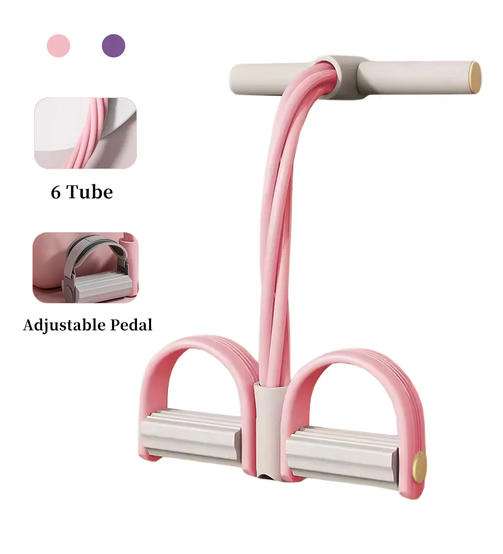 Multifunction Pedal Resistance Trainer With Upgraded 6 Tubes,Home Gym Arm & Waist Training Pedal Band With Adjustable Pedal,Lightweight Portable Elastic Pull Rope,Full-Body Workout at Home Gym, Exercise Sit-up, Yoga, Abdominal Training