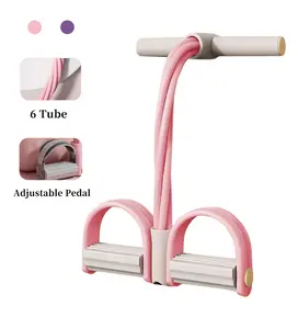 Multifunction Pedal Resistance Trainer With Upgraded 6 Tubes,Home Gym Arm & Waist Training Pedal Band With Adjustable Pedal,Lightweight Portable Elastic Pull Rope,Full-Body Workout at Home Gym, Exercise Sit-up, Yoga, Abdominal Training