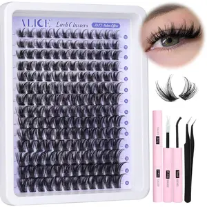 Lash Clsusters Kit Wispy Cluster Eyelash Extension Kit 168pcs 10-18mm Natural Lash Extension Kit Thin Band Individual Lashes Kit with Lash Glue Bond and Seal DIY at Home
