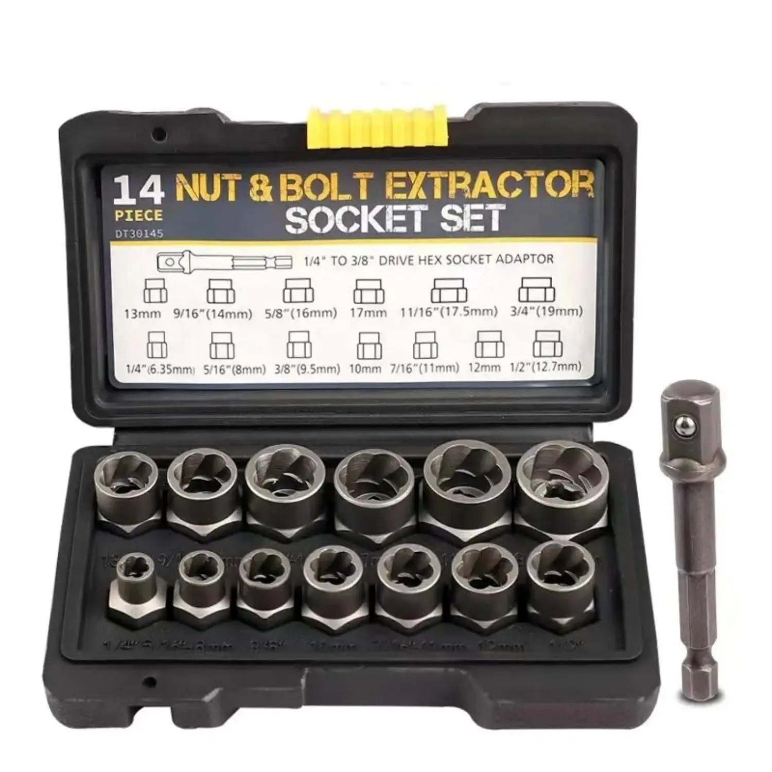 lmpact Bolt & Nut RemoverSet, 13+1 Pieces Bolt Extractor ToolSet with Solid Storage Case
