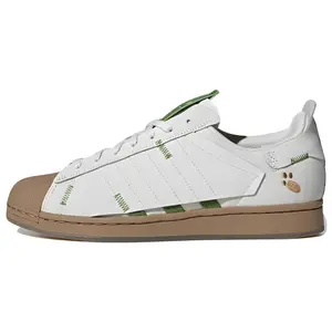 Melting Sadness x Adidas Originals Superstar Karoro Hole Casual Sneakers for Men and Women in White, Green, Brown Verifiable, with credentials and supporting global authentication