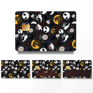 Black Skull Card Sleeve Stickers - Waterproof, Ultra-Slim PVC Covers for EBT, Credit & Debit Cards