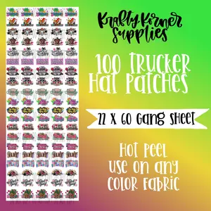 Trucker Hat DTF Transfer Gang Sheet, 22 x 60