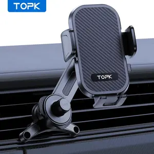 TOPK Car Phone Holder, 1 Count Car Phone Stand with Extended Arm 3-Point Support, Extendable Cell Phone Mount for Car Vent, Universal Car Interior Accessories, Automotive Phone Holder, Car Mount Smartphone