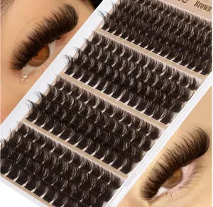 Brown Lash Extensions Gently Fluffy Eyelash Clusters Dark Brown Lash Clusters Clusters Salon Eyelash Extensions 130D 150D 180D 200D Volume Lashes Value Pack Pestañas Postizas Marrón (208Pcs, 10-16MM)