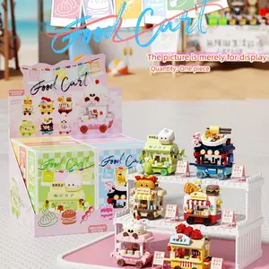 Street Scene Building Block Set, Micro Particle Snack Cart, Healing Series Street Food Market, Realistic Street Vendor Model