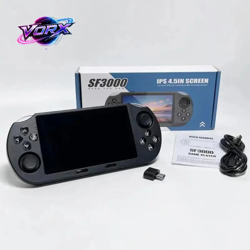 SF3000 Retro Handheld Game Console — 4.5-inch IPS screen, wireless portable design, compact body, multi-emulator support, built-in storage, includes 16GB TF card (gift for boys and girls)