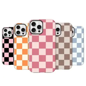 girly phone cases  Matte Anti-slip Checkerboard Phone Case Compatible with Phone 17/16/15/14/13/12/11Pro/Plus/Pro Max Series   Gift for Girls anti-fall mobile phone case female phone case soft phone case y2k aesthetic phone case fashionable phone case out