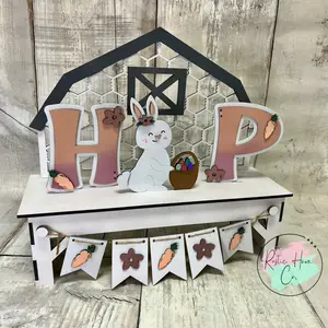 Easter Hop bunny DIY sign craft kit for interchangable bench-Ready to paint kit- unfinished