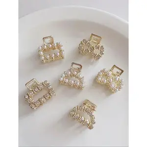 Elegant Faux Pearl & Rhinestone Decorated Hair Claws, Exquisite Trendy Mini Hair Claws, Metal Claw Clips for Women & Girls, Fashionable Hair Accessories for Party, Daily Decor, Hair Clip Set