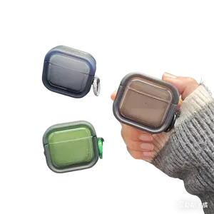 1 Minimalist and Creative Solid-color Morandi Material Case with No Patterns, Featuring a  and Trendy Design. It Has a Three-dimensional Frame Shape with a Loop Clasp and Is Suitable for AirPods 1/2/3/Pro/Pro2 Earphone Cases