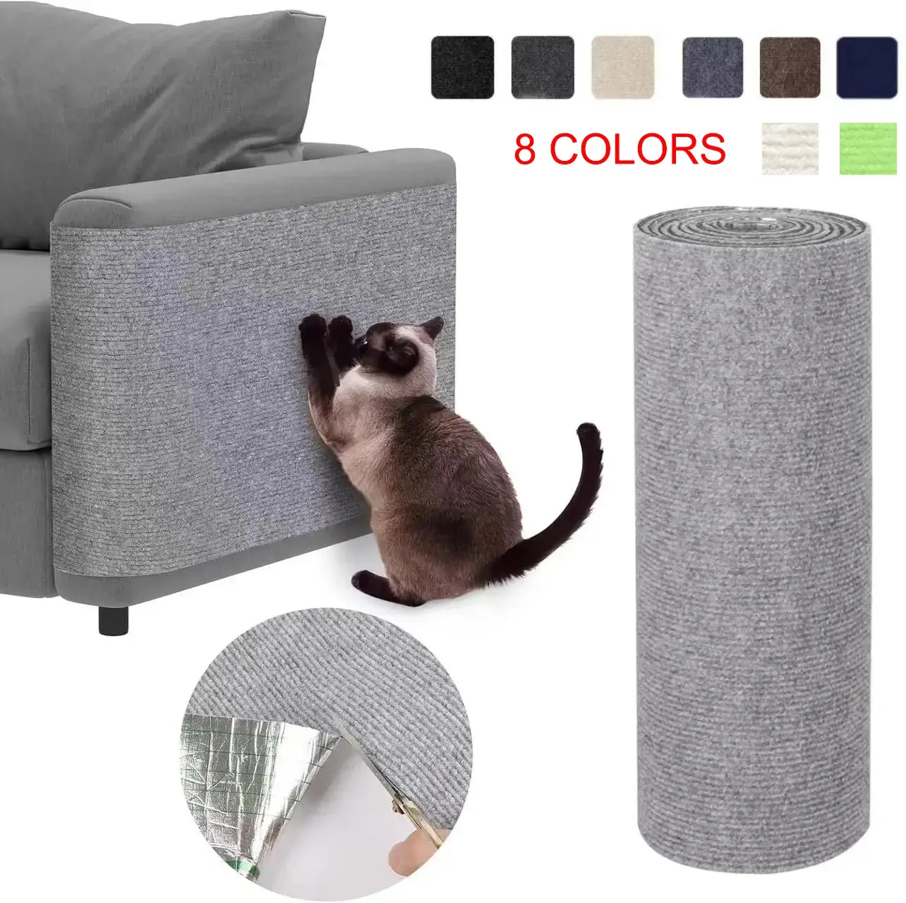 Self-Adhesive Cat Scratching Pad Mat, Trimmable Carpet for Furniture & Wall Protection (Pet Supplies)