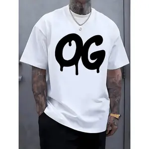 Men's Plus Size Casual 100 Cotton Short Sleeve White T Shirt with Trendy Design