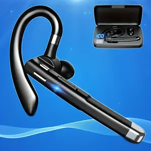 Noise-canceling wireless in-ear, high-quality single earphone with ear hooks, microphone included, business driving call Bluetooth earphone, suitable for cycling and fss, gift for lovers
