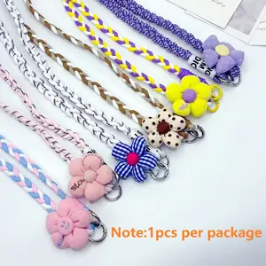 Long Phone Lanyard with Floral Design, Handwoven Durable Strap, Crossbody Travel Outdoor Anti-Loss Accessory, Convenient and Practical