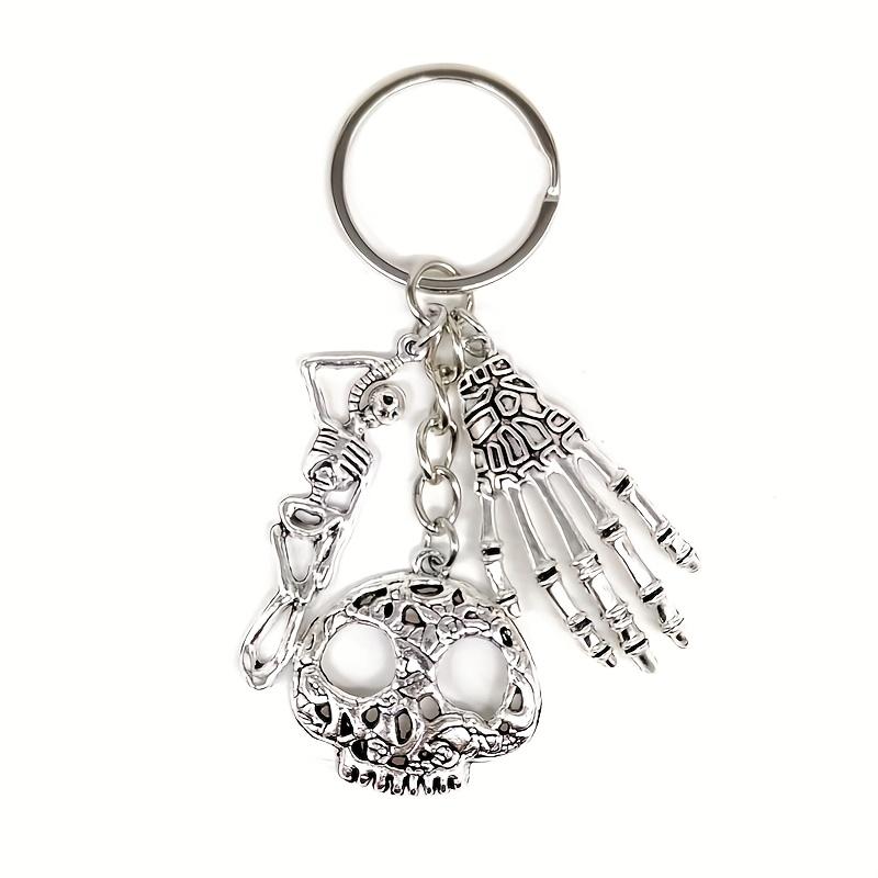 1Pc Alloy Dancing Skeleton Hand Keychain - Retro Street Style Skull ...