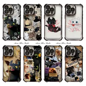 Hot Cartoon How to Train Your Dragon Cute Toothless Phone Cases For iPhone 17 Promax Air 16 15 14 Pro Max Plus 13 12 11 Couple Shells Black Shockproof Protective Cover Gifts For Birthday Valentine Christmas Thanksgiving Halloween