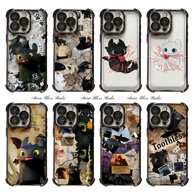 Hot Cartoon How to Train Your Dragon Cute Toothless Phone Cases For iPhone 17 Promax Air 16 15 14 Pro Max Plus 13 12 11 Couple Shells Black Shockproof Protective Cover Gifts For Birthday Valentine Christmas Thanksgiving Halloween