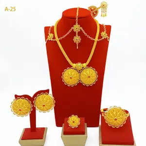 Bridal Wedding Accessories Necklace Earring Ring Bracelet Hairpin Head Chain Head Jewelry Six-Piece Jewelry Glamour Set