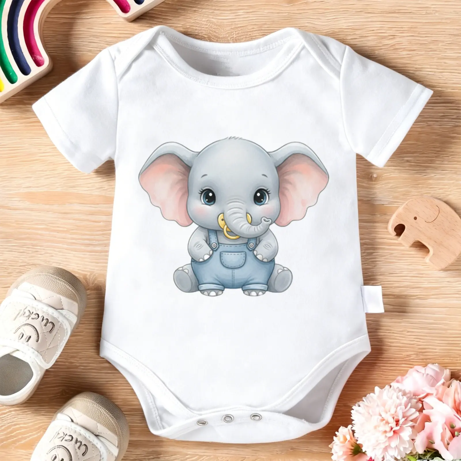 Great Grandma's Little Peanut Elephant Baby Bodysuit – Funny Infant 2026 Newborn Clothes, 100% Cotton Jumpsuit for Baby Boys & Girls. Casual Romper with Letter Pattern, Short Sleeve Onesie for Indoor & Outdoor Wear. Perfect Baby Gift