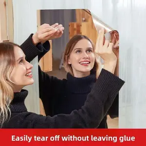 Self-adhesive mirror sticker with backing tape, 20 × 40 inch, soft glass mirror for self-service/glass doors, home use, full-length mirror, Instagram‑style bedroom reflective film