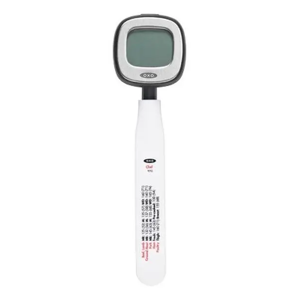 OXO Digital Instant Read Thermometer: Quick Read Cooking Tool, Stainless Steel, -22 to 302°F, Includes Storage Sleeve