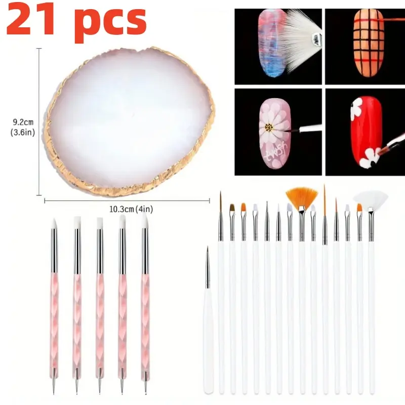 21pcs Nail Art Tool Set, Nail Point Drawing Tool, Resin tray, Nail Dust Brush, Nail Design Brush - Suitable for Nail Art Enthusiasts - Perfect for Professionals and Families - Ideal Gift for Nail Art Enthusiasts, Textiles & Soft Furnishings