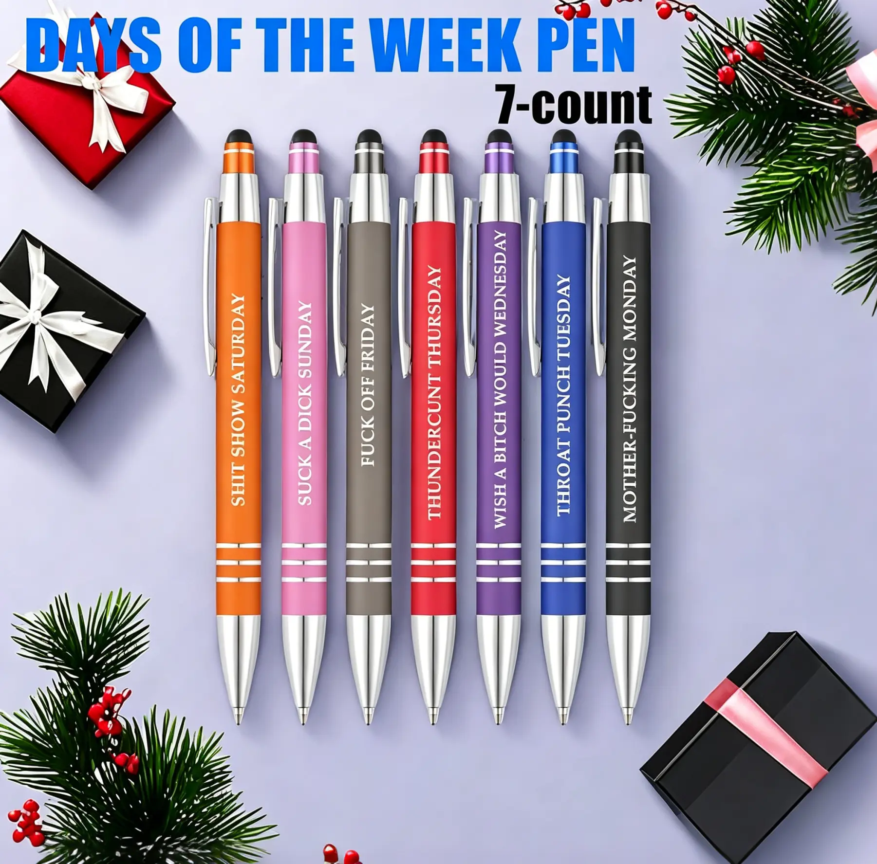 7Pcs 2-in-1 Durable Portable Smart Digital Pen Set, Touch Screen Stylus & Ballpoint Pen for Digital Devices