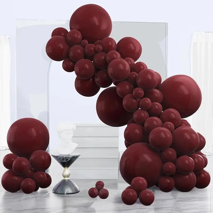 PartyWoo Thick Rubber Long-Lasting Multi-Size Arch Backdrop Balloon Kit, 120 Pcs (18/12/10/5-Inch) Dark Chestnut Maroon Decor, for Wedding & Birthday Festive Supplies, Red-Y62