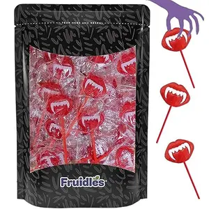 Fruidles Halloween Vampires Fangs Tattoo Lollipop Suckers Candy, Great for Goody Party Bag Fillers, Individually Wrapped (Half-Pound)