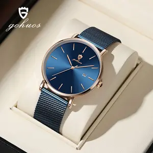GOHUOS Classic Bauhaus Design Men Watch Quartz Waterproof Stainless Steel Fashion Business Calendar Ultra Thin Watches for men