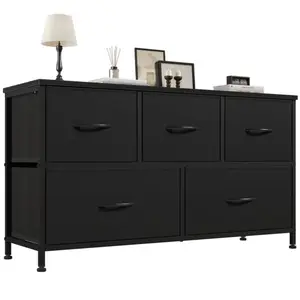 Wide Fabric Vanity with 5 Drawers, TV Cabinet, Fabric Drawer Organizer, Closet, Living Room Corridor, Large Capacity Storage Unit, Hallway Storage Cabinet