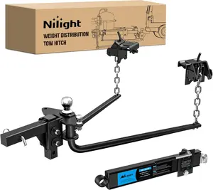 Nilight 1000 lbs Round Bar Weight Distributing Hitches Kit with Interchangeable Spring Bars and Sway Control, 2-in Solid Steel Shank, 2-5/16 in Alloy Steel Ball