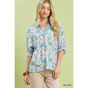 UMGEE Mix Floral Print Ruffle Top **DEBUT SALE**