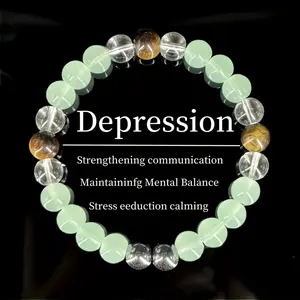 Elegant Green Lucky Charm Bracelet with Natural/Synthetic Gemstones - Green & Brown Beads, & Depression, Mental Balance,, Everyday & Special Occasion Jewelry, Men's & Women's Durable Chain, Calming Eduction, Holiday Gift, All-Season Wear, Natural