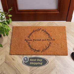 Funny Doormat, Speak Friend and Enter Welcome Mat, Outdoor Entrance Rug, Lord of Rings Inspired Mat, Geek Nerd Gift, Front Porch Decor, Indoor Outdoor Doormat, Housewarming Gift, Next Day Shipping