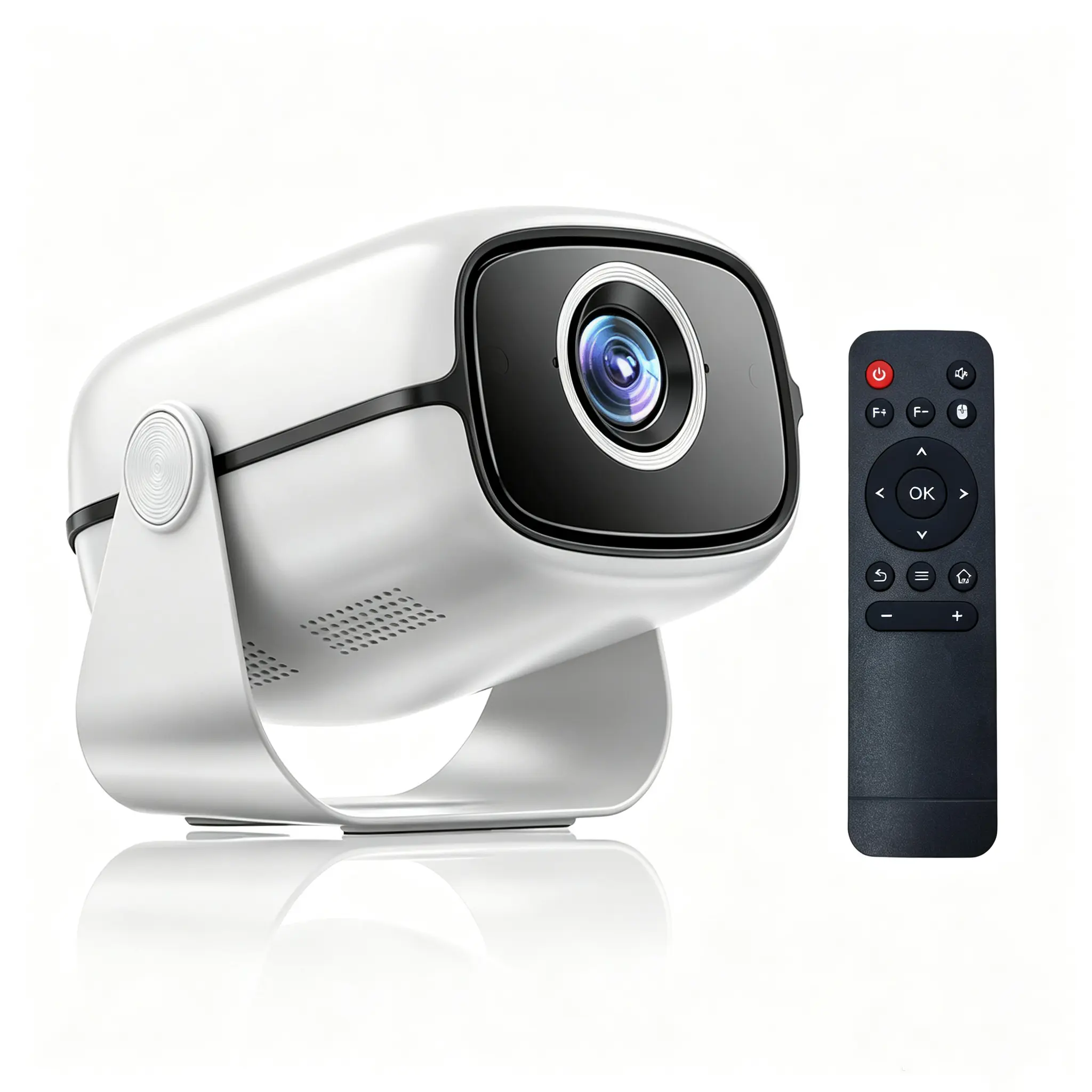 Veidoo Portable Projector, 220 ANSI Lumens, Auto Vertical Correction, Smart Android OS, WiFi, Bluetooth, 4K-1080P Support, Built-in Apps, 180° Rotation, Mini Projector for Bedroom, Outdoor Movie Use
