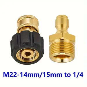 High Pressure Washer Quick Connect Adapter Kit M22 14 Hole/15 Hole to 1/4 Inch Rapid Release Device for High Pressure Hose and Water Gun Accessories 5000 Psi