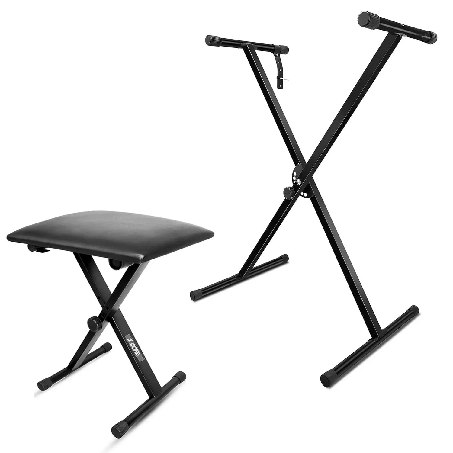 5 Core Keyboard Stand Piano Bench Combo Adjustable Key Board Stands 2" Padded Musician Chair Set